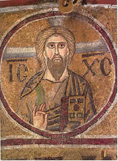 Salvador Todopoderoso. Mosaico 1043-1046 en la Catedral de Santa Sofía, en Kiev.